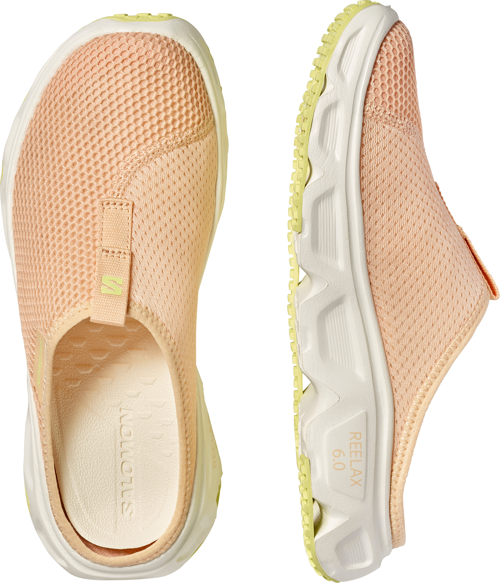 Outdoorsandale SALOMON "REELAX SLIDE 6.0", Damen, Gr. 42, almond cream, vanilla ice, sunny lime, Textil, Schuhe Outdoorsandale almond cream, vanilla ice, sunny lime 42