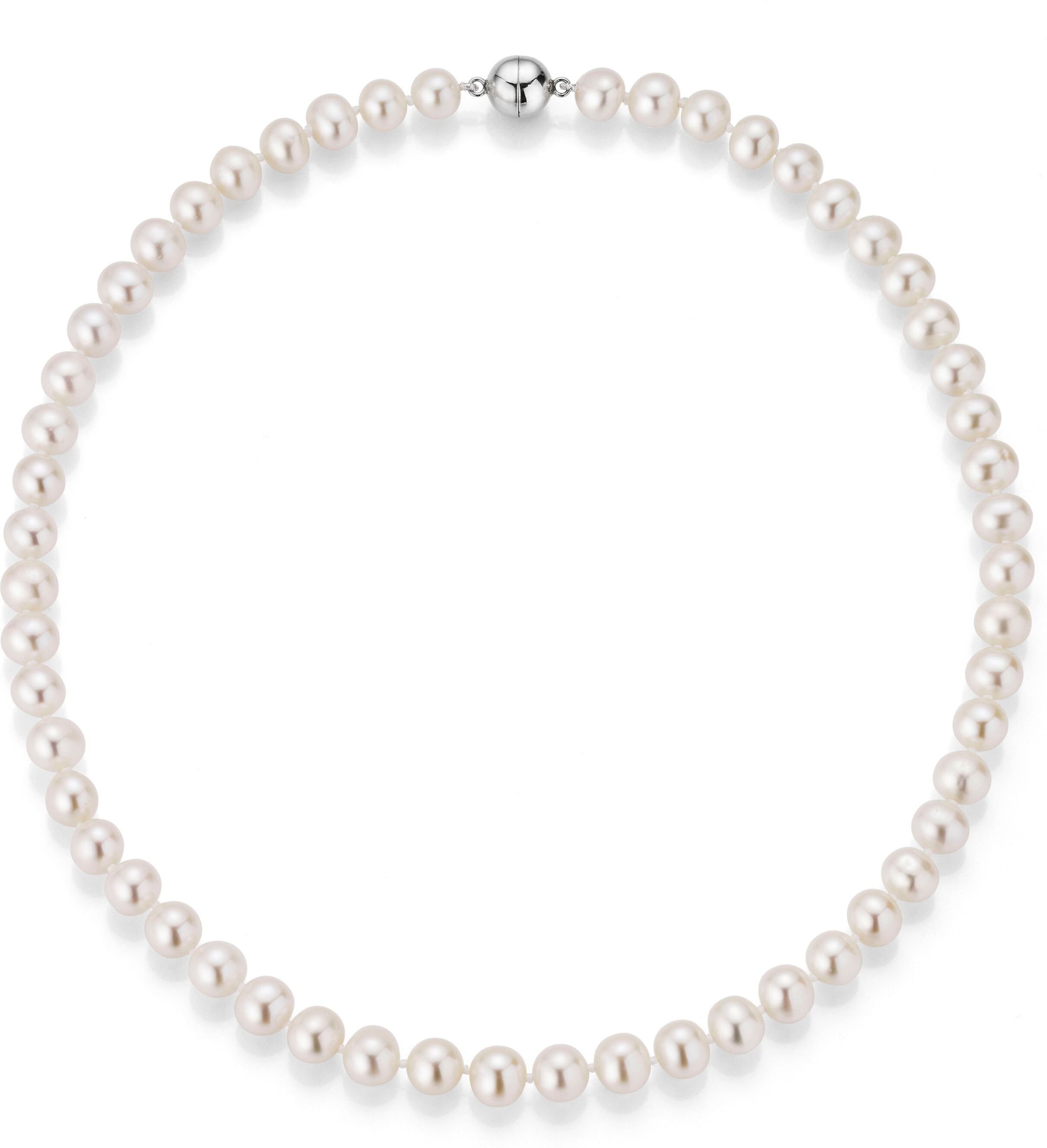 Perlenkette FIRETTI "Schmuck Geschenk Halsschmuck Halskette Perle" Gr. 55, bunt (silberfarben, weiß), Halsketten, Damen, 55, Perlen Silber 925 (Sterlingsilber), Perlen, Silber 925 (Sterlingsilber), Perlenkette, mit Süßwasserzuchtperle
