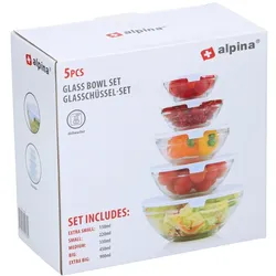 alpina Glasschalen Set 130-900ml, Schüssel + Schale, Transparent
