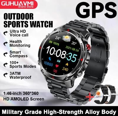Uplift Treasures AMOLED GPS Smartwatch With Map Navigation And NFC Call black Steel 2a gps Sports Watch