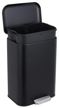 Garvee 13 Gal Black Stainless Steel Kitchen Trash Can, Soft Close Lid, Rectangular Step Bin, Fingerprint Proof
