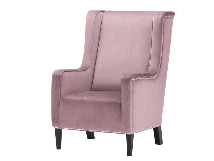 Fauteuil Mirina I Rose foncé/Mauve Velours Ravi Noir 69 x 103 x 87cm