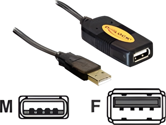 Delock USB 2.0 verlengkabel actief, mannelijk naar vrouwelijk, 30 meter
