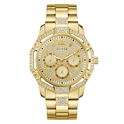 Multifunktionsuhr GUESS "REGAL", gold (goldfarben), Armbanduhren, Herren, Quarzuhr, Armbanduhr, Herrenuhr, Edelstahlarmband, Datum
