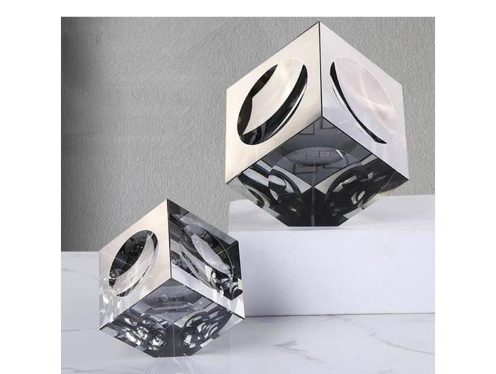 Ornement carré en cristal, bloc de verre Transparent, Figurines transparentes géométriques concaves, accessoires de décoration pour la maison