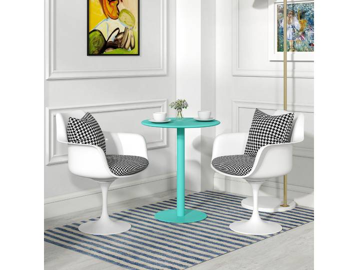 HOMCOM Table Ronde Ø60cm Moderne Acier Vert Intérieur/Extérieur