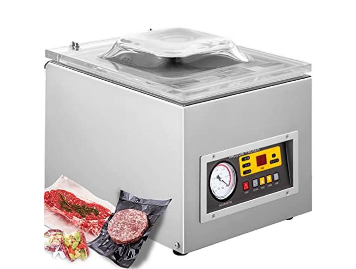DZ-260S Kammer Vakuumier,5L Profi Vakuumierer für Flüβigkeiten, Vakuumiergerät Vakuummaschine Kammervakuumierer ideal für die sichere Lagerung von trockenen und nassen Lebensmitteln