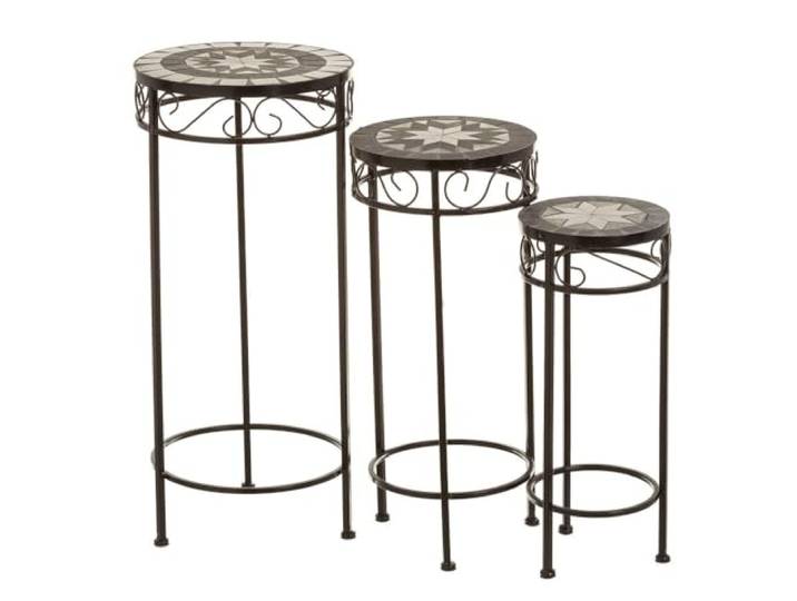 Set mit 3 Beistelltischen aus Metall in Schwarz