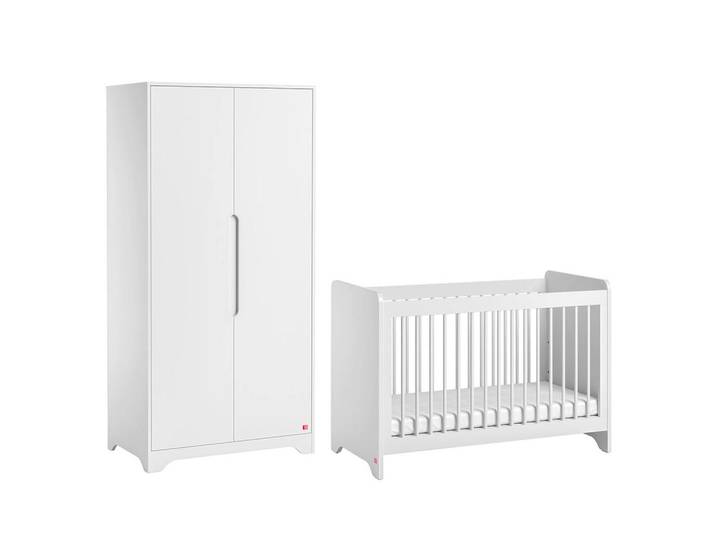 Petits-meubles Babyzimmer 2-teilig Ova Weiß, Holzwerkstoff, 124.5x86x65 cm, Baby- und Kindermöbel, Babyzimmer