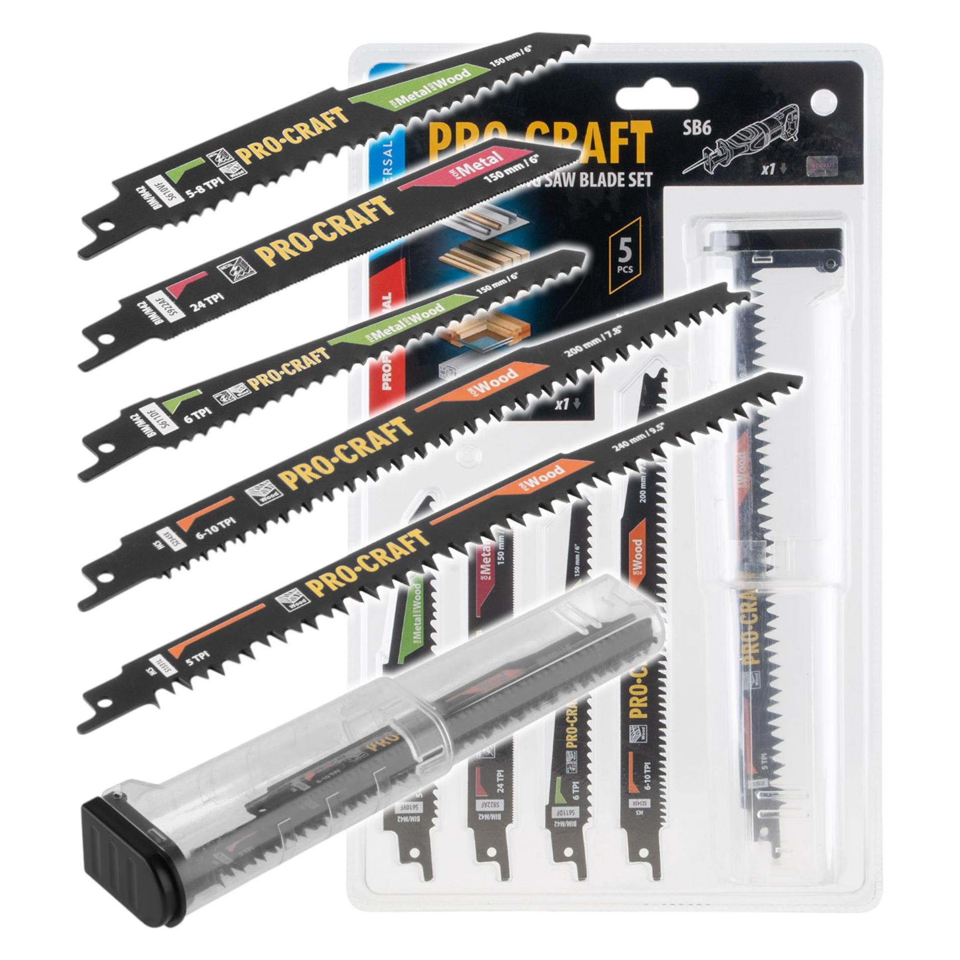 Procraft SB6 Säbelsägeblatt Set 5 tlg. 150 - 240 mm für Holz / Metall / Kunststoff (72279572)