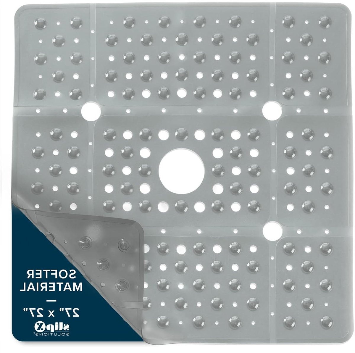 Grijs Vierkante Antislip Douchemat met Extra Grote Dekking - 69 x 69 cm