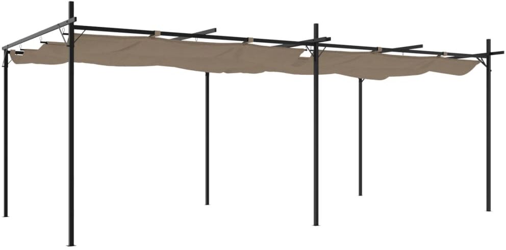 vidaXL Pergola avec toit rétractable taupe 589x292x230 cm