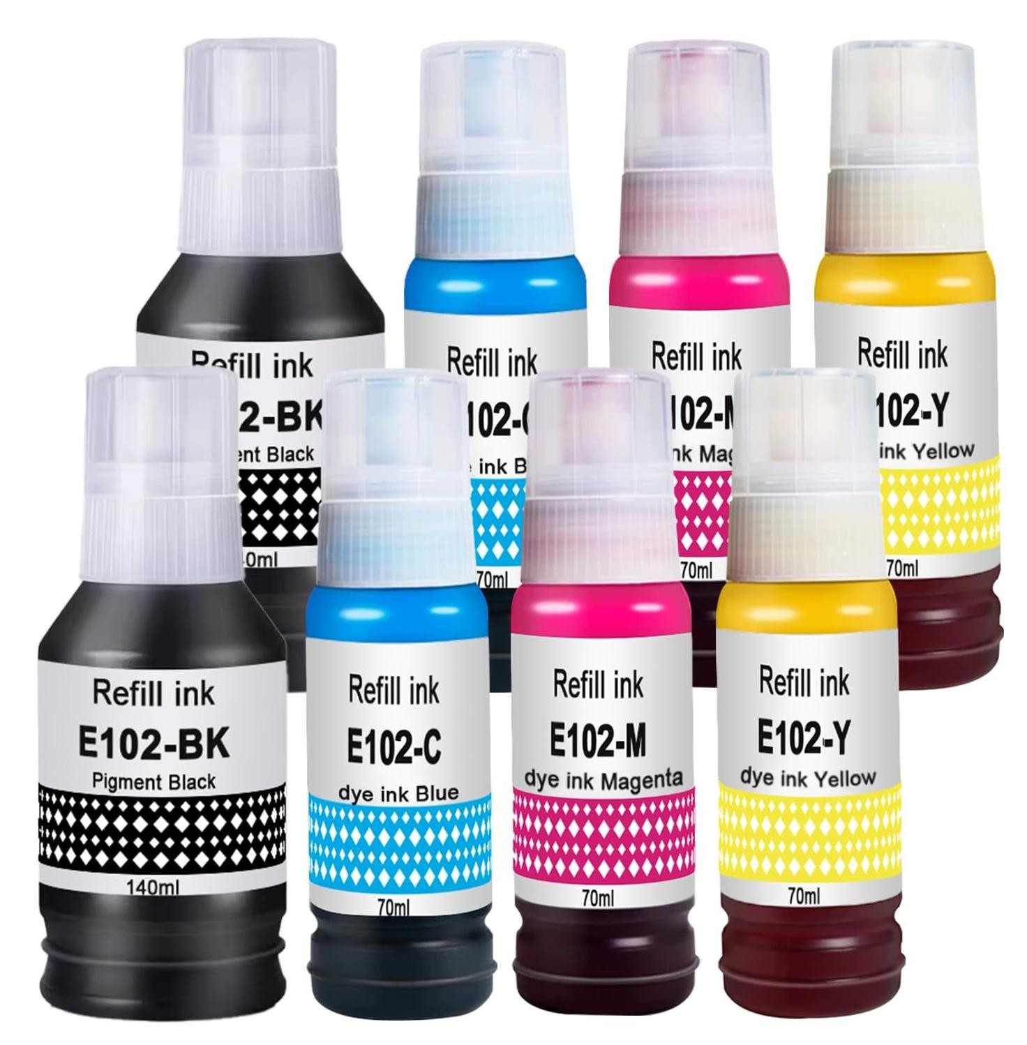 Solidchoice 8 inktflessen voor Epson EcoTank 102