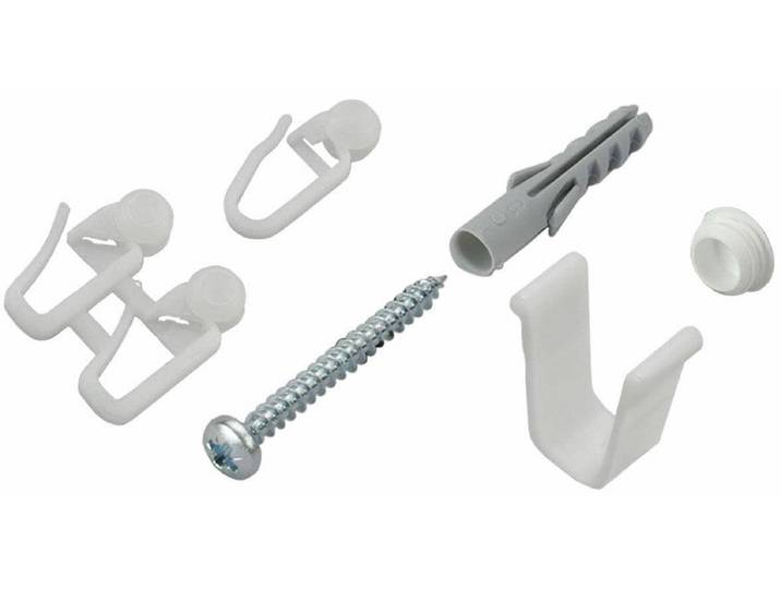 Sichtschutzbefestigungen Zubehör-Set LIEDECO für 2-3-läufige Gardinenschienen Gr. 2, weiß, 2 läufig, Kunststoff, Metall, Sichtschutzbefestigungen, Sichtschutzbefestigungen Zubehör-Set