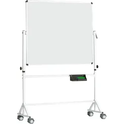 Fahrbares Whiteboard aus Premium Stahlemaille mit Vierkantgestell, Serie 9 E, weiß