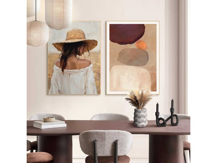 Bild mit Rahmen REINDERS Unter der Sonne , braun (farbe bild(er): braun), B:50cm H:70cm T:1,6cm, MDF, Bilder, Bild mit Rahmen, Wohnzimmer - Braun - MDF - Frauen - 50x70 cm
