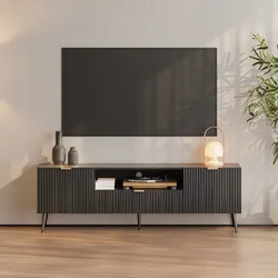 Fernsehschrank Nand 160x40x51 cm Schwarz [en.casa]