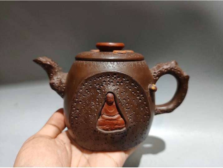 YFête ing-Théière chinoise en argile violette, Amitabha, Bouddha, Arbre, Racine, Bergame, Pot, Bouilloire, Flagon Amass, Ornements de richesse, 7