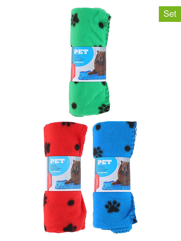 Edco 3er-Set: Haustierdecken in Bunt - (L)100 x (B)70 cm (Überraschungsprodukt) - onesize