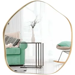 Helloshop26 - Unregelmäßiger Wandspiegel 75 x 70 cm mit modernem Metallrahmen und einfacher Montage aus goldfarbenem Glas 20_0020719