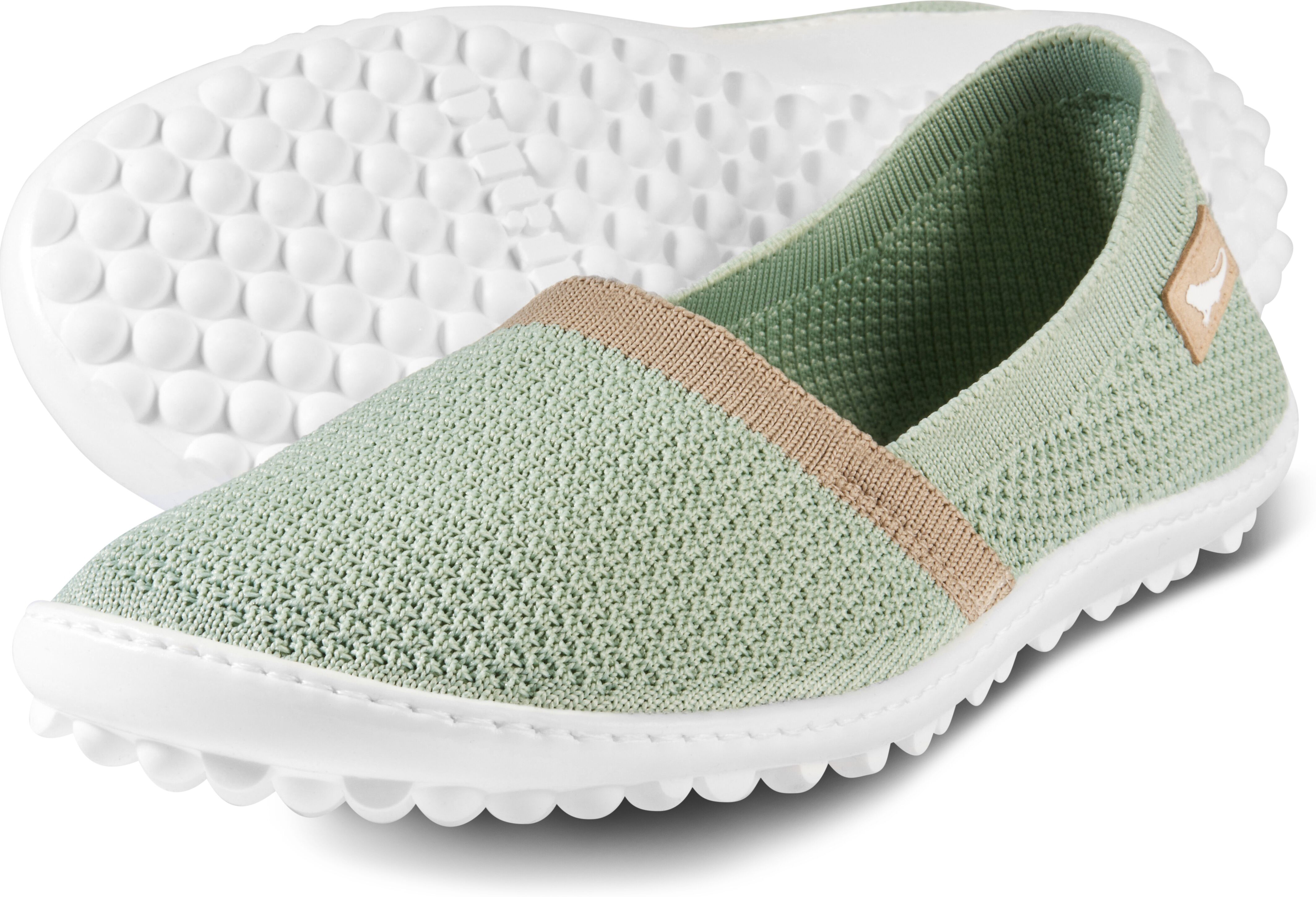 Barfussschuh LEGUANO "FLAIR", Damen, Gr. 38, grün (pistazie), Textil, Schuhe Barfussschuh, Slipper, Bequemschuh mit speziell entwickelter LIFOLITLaufsohle pistazie 38