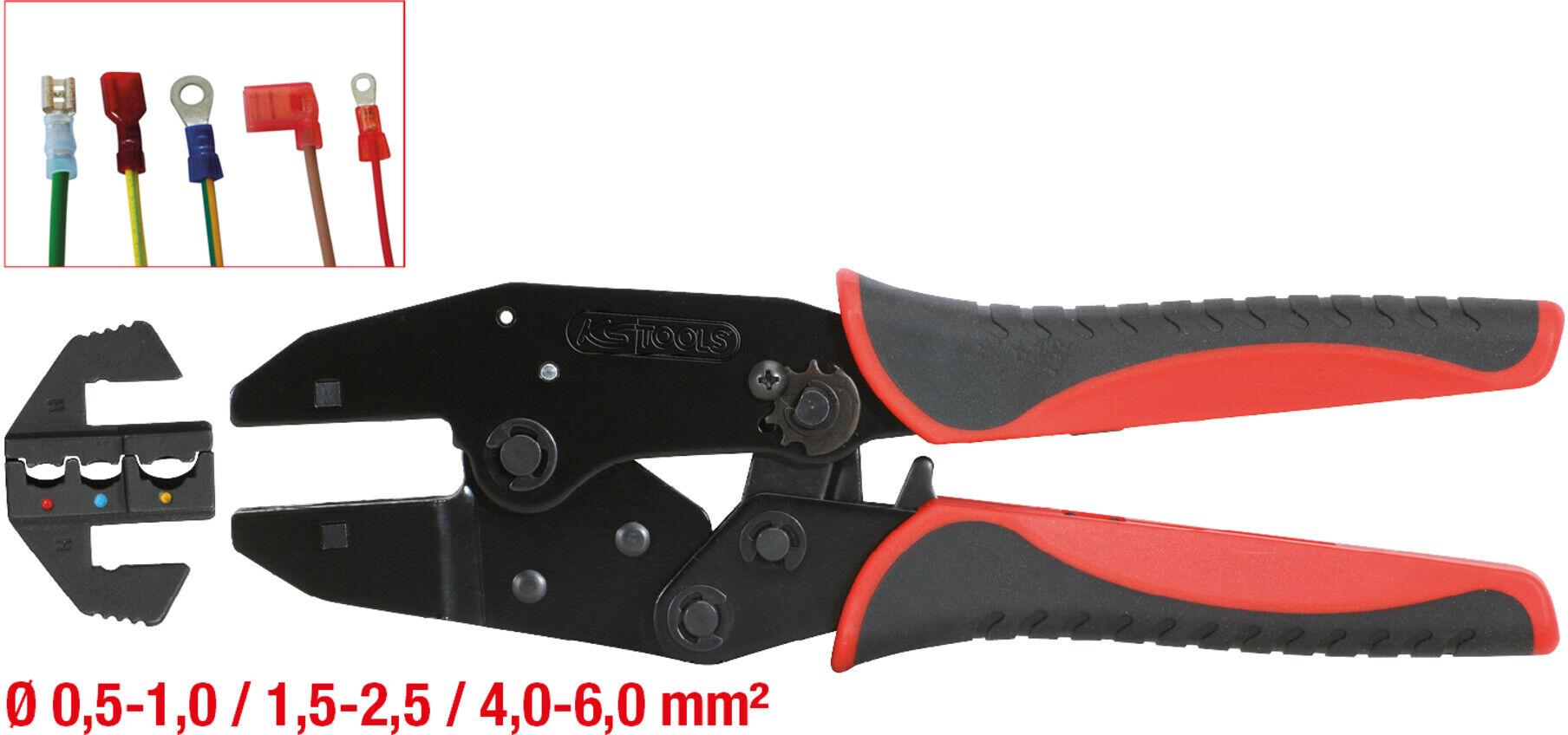 KS Tools Crimpzange für isolierte Kabelschuhe, 220mm (115.1425)