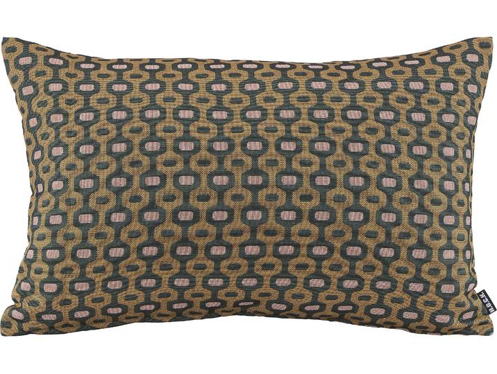 Dekokissen H.O.C.K. Sami , grün (dunkelgrün, gelbgrün, kreise gepunktet), B:40cm H:10cm L:60cm, Baumwolle, Polyester, Dekokissen_Sitzkissen_Kissenhüllen, Dekokissen, mit trendigem Muster, Kissenhülle mit Füllung, 1 Stück