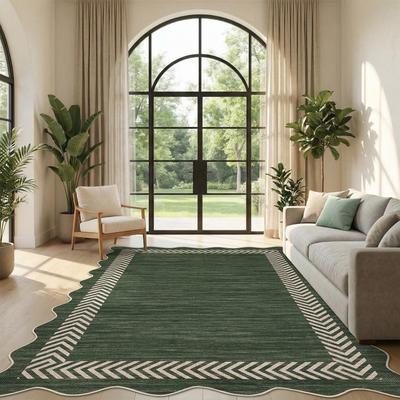 Garvee Scalloped Easy Jute Indoor Outdoor Bordered Area Rug