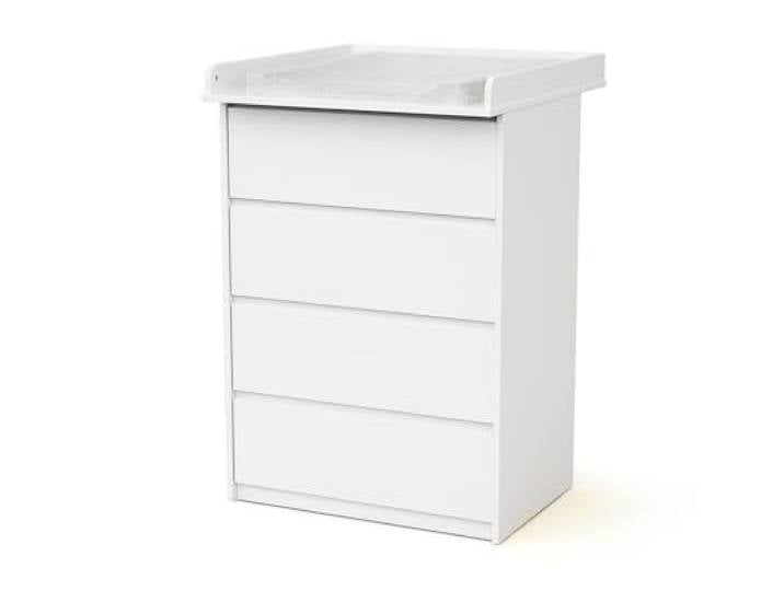 Webaby - Wickelkommode mit 4 Schubladen und Wickeltisch aus Holz, 70 cm UNO - Weiß