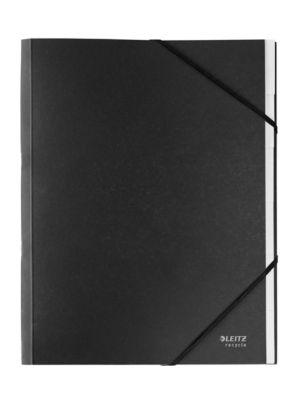 Leitz® Sammelmappe Recycle, A4, 6 Fächer mit Blanko-Taben, Inhaltsverzeichnis, Gummibandverschluss, 100 % recycelbar, Karton, schwarz