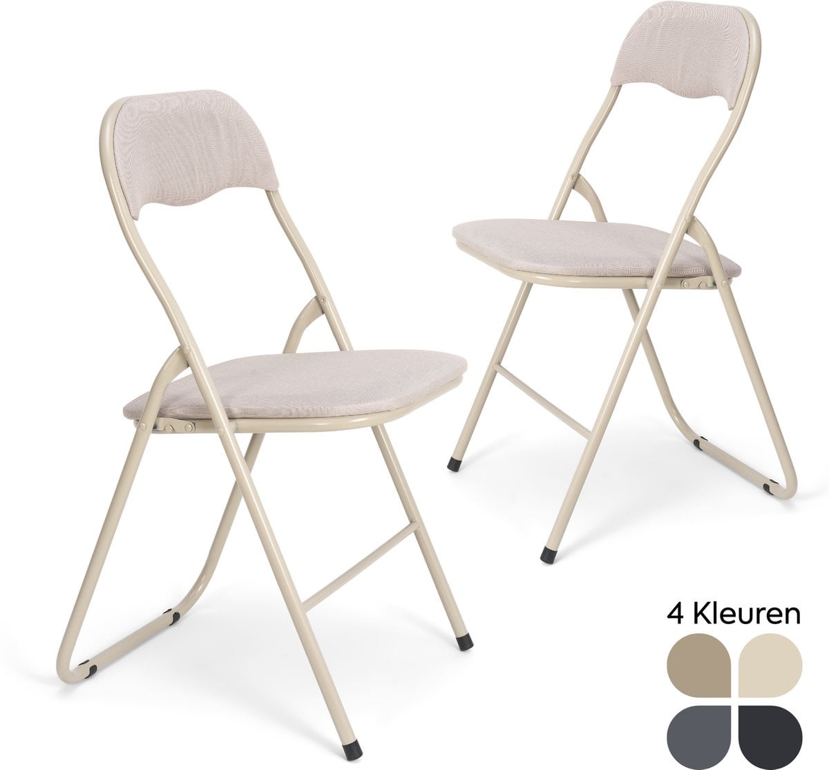 Meije Nova Klapstoelen Set van 2 - Beige - Linnen - Zithoogte: 45 cm