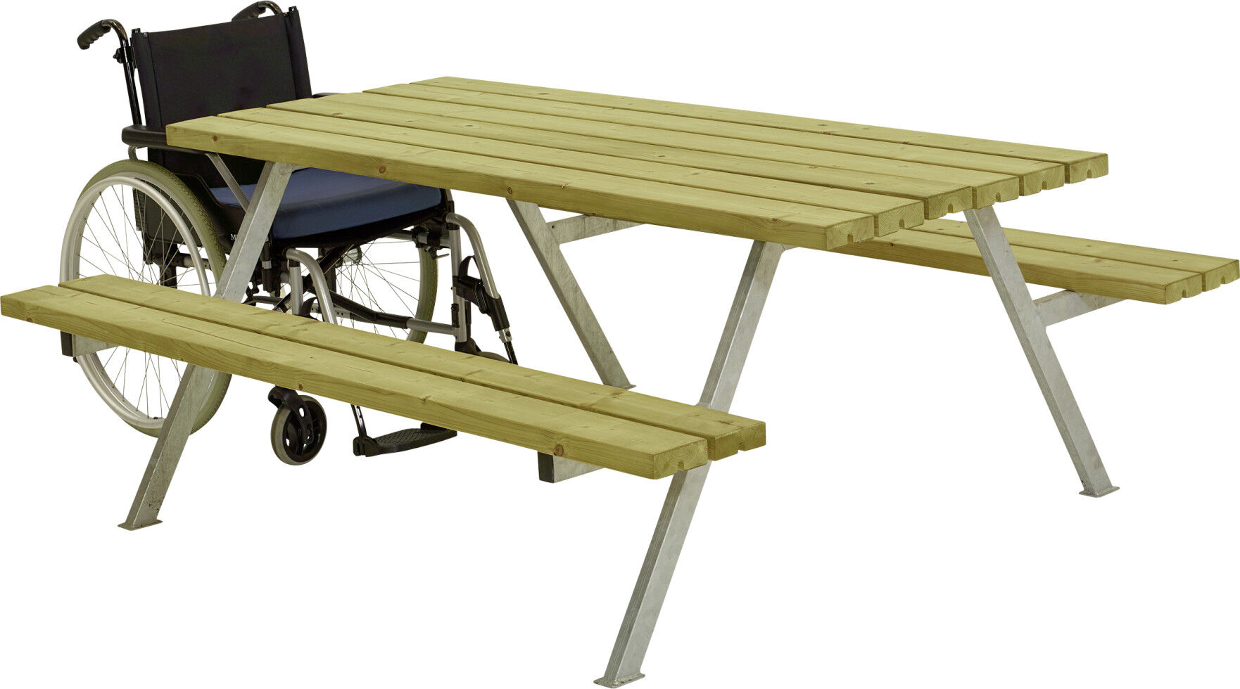 Plus Picknicktisch Alpha Stahl-Holz 177 x 185 x 73 cm natur