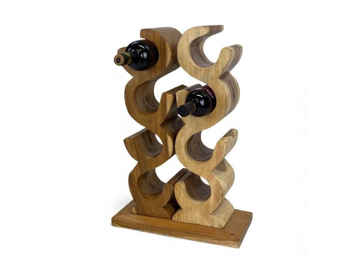 FaHome Weinregal Holz Weinregal – Wohnzimmer Bar - Teakholz für 8 Flaschen – 60x40x20