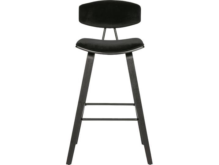 Barhocker WOOOD Senn , schwarz, B:42cm H:91cm T:48cm, Hocker, Barhocker, Sitzfläche aus Samt, H 94 cm x B 41 cm
