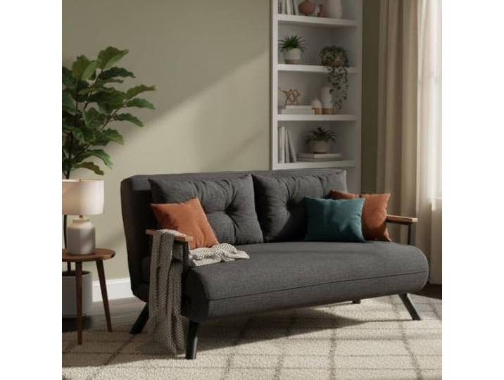 Dmora Schlafsofa 2-Sitzer Merak 133x78 cm Grau, Stauraum