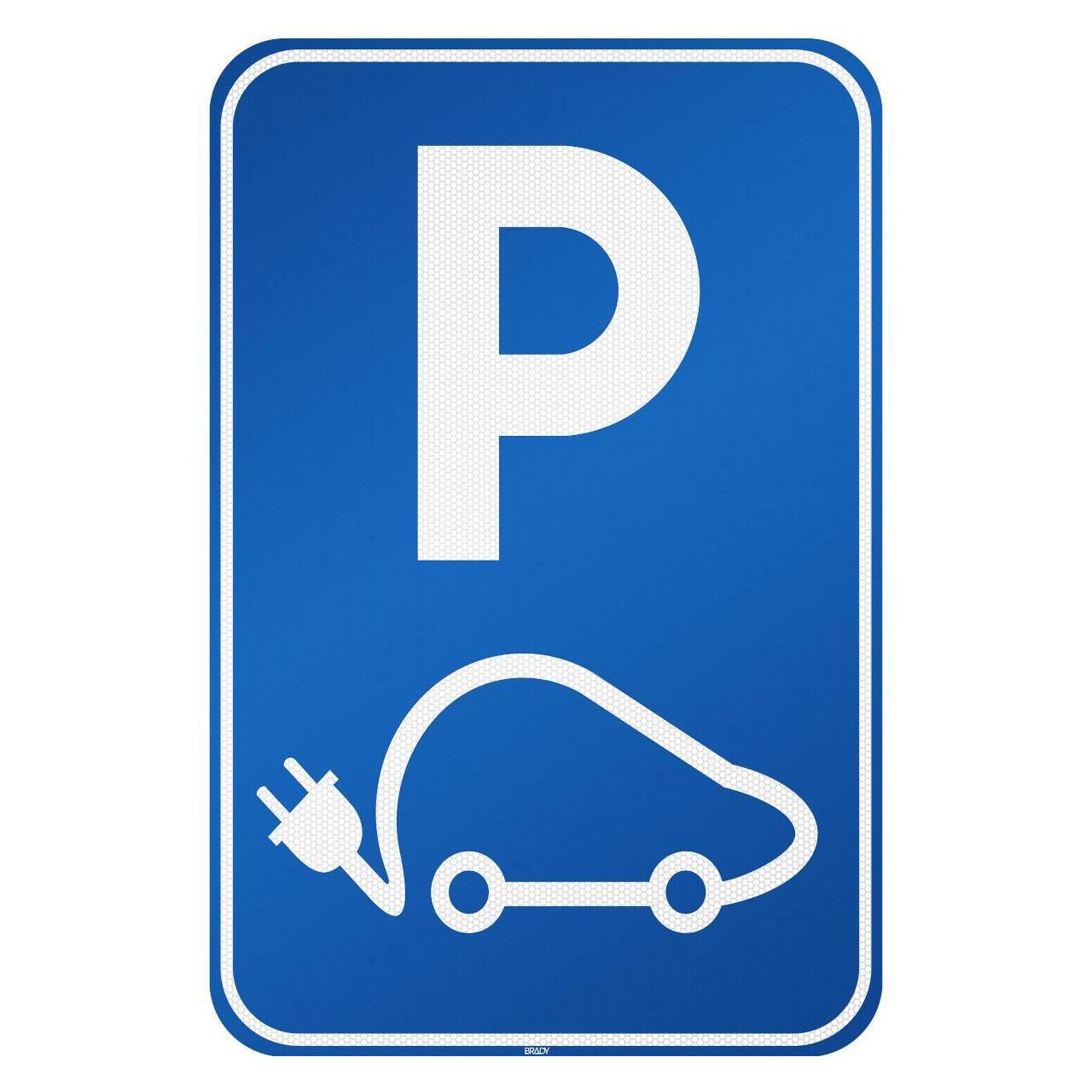 Brady Parkschild für Elektrofahrzeuge - Parkplatz für das Aufladen Ihres Elektroautos reserviert (I/EVP3/RFL-390X590-1)