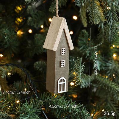 Uplift Treasures Wooden Christmas House Hanging Ornament e