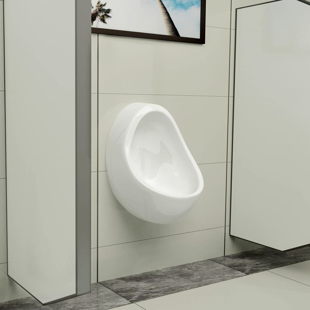 vidaXL Urinoir suspendu avec valve de chasse d'eau Céramique Blanc