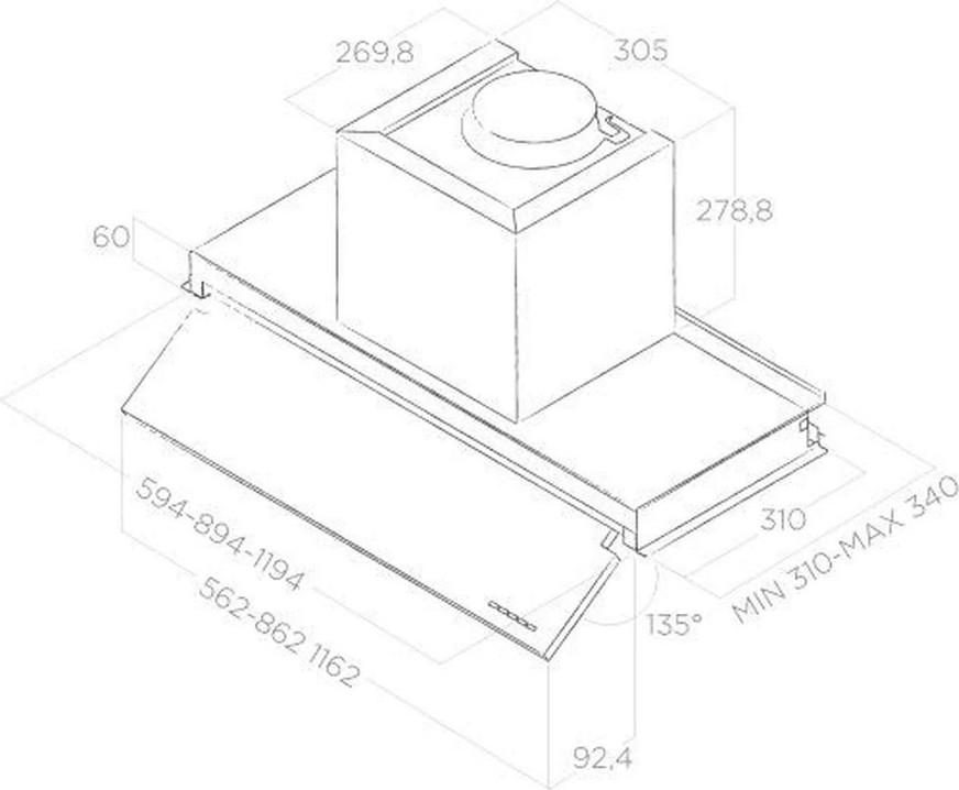 Filtereinheit 90cm 365m3/h 60db edelstahl Elica BOXINNODRIPIXA90