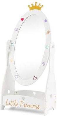 Costway Kids Full Length Mirror with 360 Degree Rotatable Design and Shelf-White