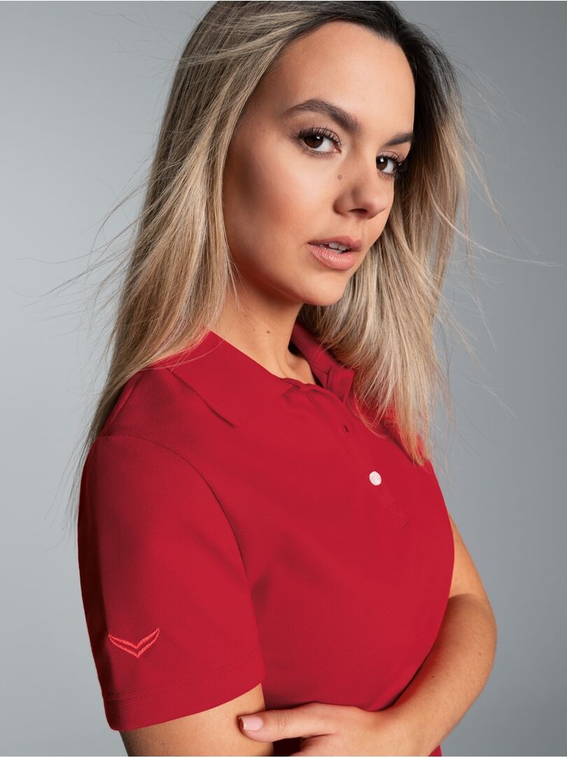 Poloshirt TRIGEMA "TRIGEMA Poloshirt", Damen, Gr. L, braun (kirsch), Piqué, 100% Baumwolle, Basic, ohne Ausschnitt, Shirts Poloshirt kirsch L