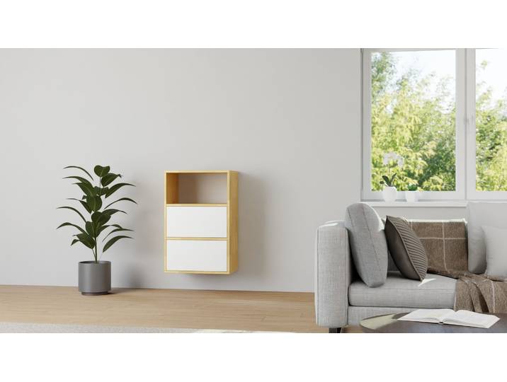 60 cm breites Regal mit Wandhalterung Buche Natur geölt