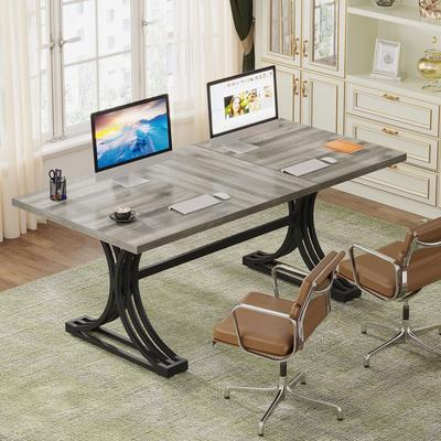 OEM "63"" Large Rectangular Executive Desk, Faux Marble Table, Business Computer Desk for Home Office"