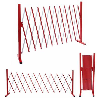 Proregal Absperrgitter | HxBxT 103,5x300x31 cm | Alu Rot-Weiß | Scherengitter Zaun Schutzgitter ausziehbar