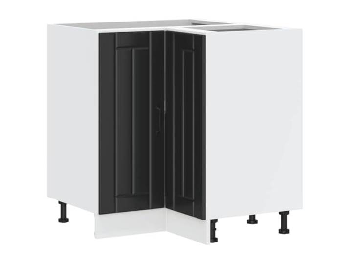 fsahslih Küchen Eckunterschrank Lucca Schwarz Holzwerkstoff 75,5x75,5cm Praktischer Kücheneckschrank aus robustem Holzwerkstoff mit verstellbaren Füßen und viel Stauraum für Ihre Küche.