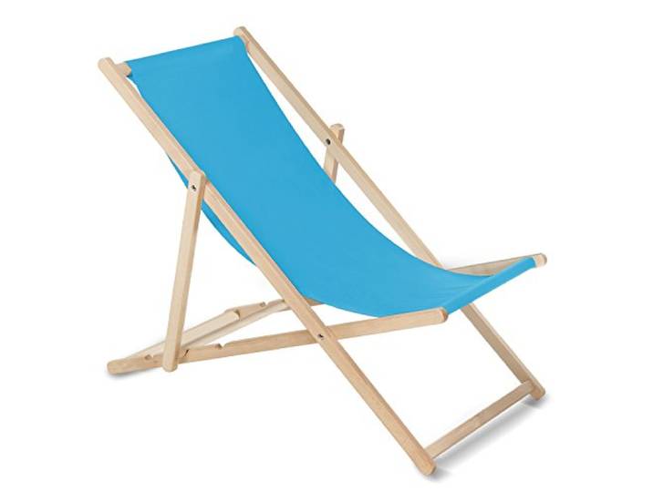 Green Blue Fauteuil de Plage Pliant en hetre Classique Lit de Plage (Bleu Clair)