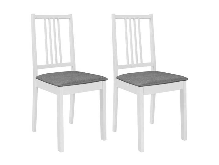 vidaXL Esszimmerstühle Mit Polstern 2er set Weiß Massivholz, Holz, Rechteckig, 49x88.5x40 cm, Esszimmer, Stühle