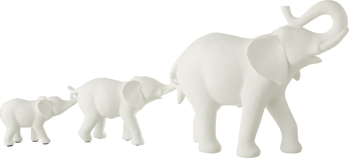 J-Line Decoratie Olifant Rij 3 - Wit - Polyresin