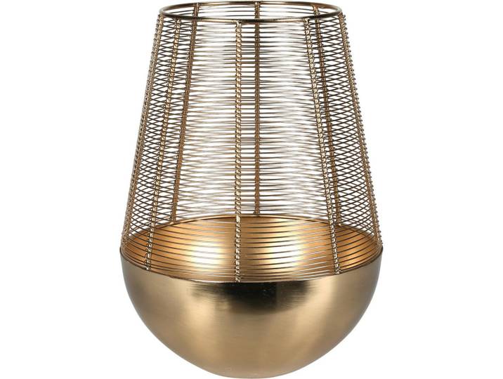 Home Styling Collection Windlicht Metall 20/20/32 cm, Goldfarben, Rund, 20x32x20 cm, Dekoration, Kerzen & Kerzenhalter, Teelichthalter