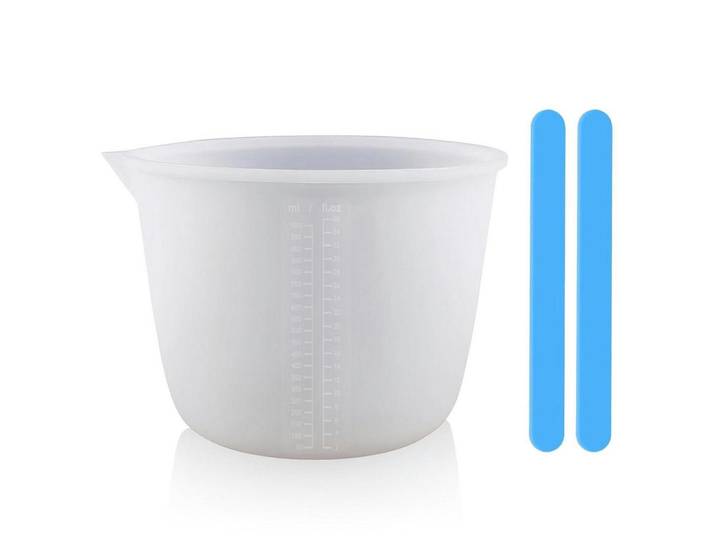 Messbecher 1000 ml Set mit Rührstäbchen, Weiß, Kunststoff, Backen & Backzubehör, Messbecher